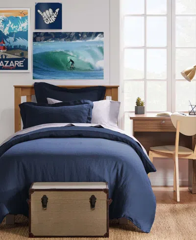 Levtex Washed Linen Solid Duvet Cover, Twin/twin Xl In Navy