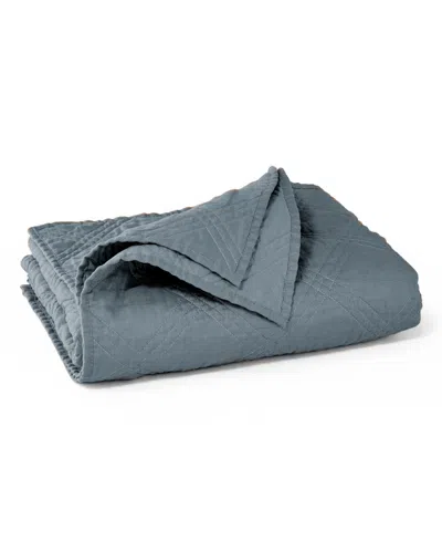 Levtex Washed Linen Textured Quilted Throw, 50" X 60" In Blue Haze