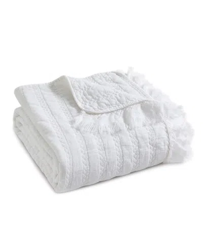 Levtex Wilhemina Stone Washed Quilted Throw, 50" X 60" In White