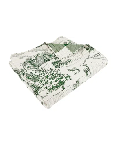 Levtex Winter Sleigh Ride Reversible Quilted Throw, 50" X 60" In Green