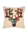 Levtex Yuletide Deer Applique Decorative Pillow, 18" X 18" In Multi