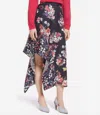 Lewit Asymmetrical Silk Floral Midi Ruffle Skirt In Blue