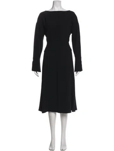 Pre-owned Lewit Bateau Neckline Midi Length Dress In Multi