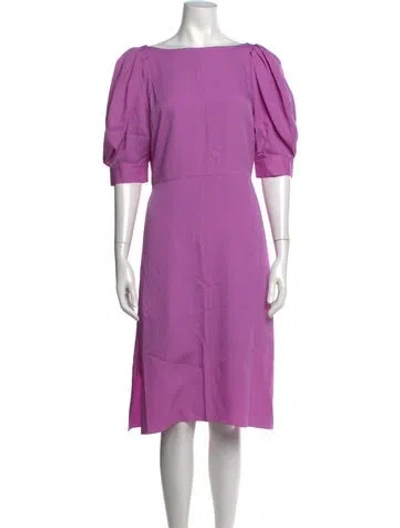 Pre-owned Lewit Bateau Neckline Midi Length Dress In Purple