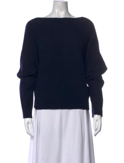 Pre-owned Lewit Cashmere Bateau Neckline Sweater In Blue