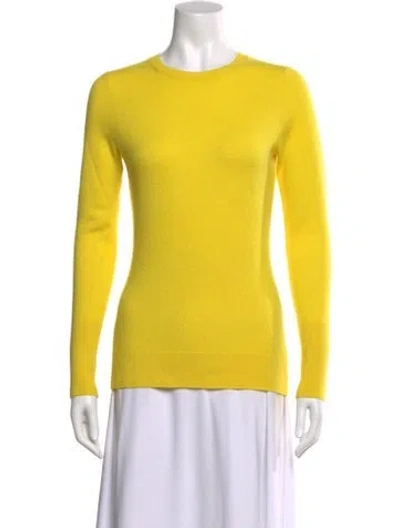 Pre-owned Lewit Cashmere Crew Neck Sweater In Yellow