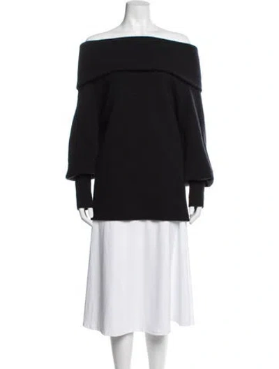 Pre-owned Lewit Cashmere Off-the-shoulder Sweater In Black