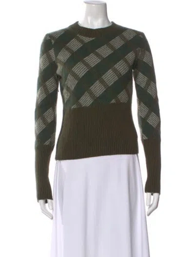 Pre-owned Lewit Cashmere Printed Sweater In Green