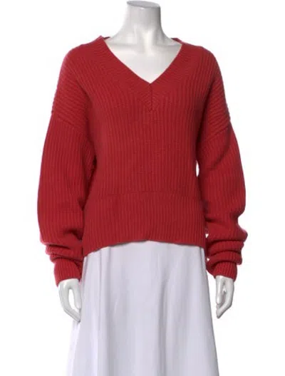 Pre-owned Lewit Cashmere V-neck Sweater In Pink