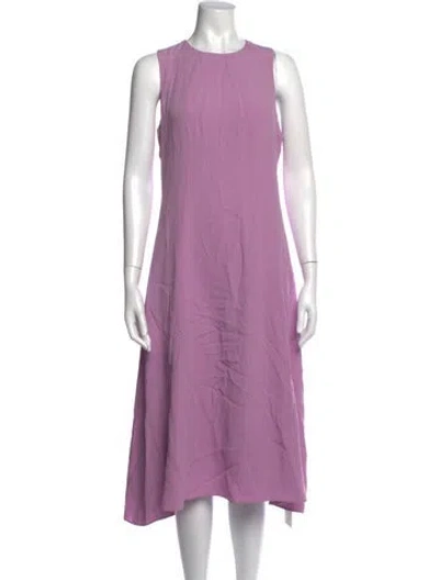 Pre-owned Lewit Crew Neck Midi Length Dress In Purple