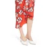 Lewit Hibiscus Floral Faux Wrap Silk Midi Skirt In Red In Red