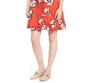 Lewit Hibiscus Floral Print Silk Dress In Red In Red