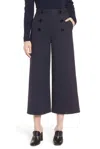 Lewit High Rise Flare Leg Cropped Wool Pants In Blue