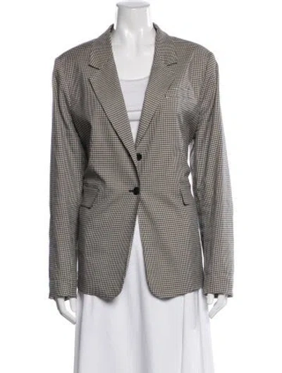 Pre-owned Lewit Houndstooth Print Coat In Neutral
