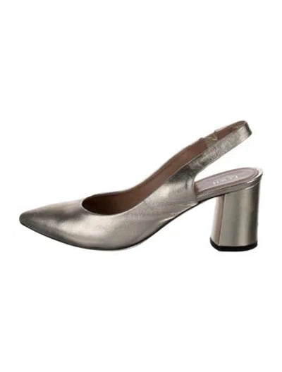 Pre-owned Lewit Leather Slingback Pumps In Gold