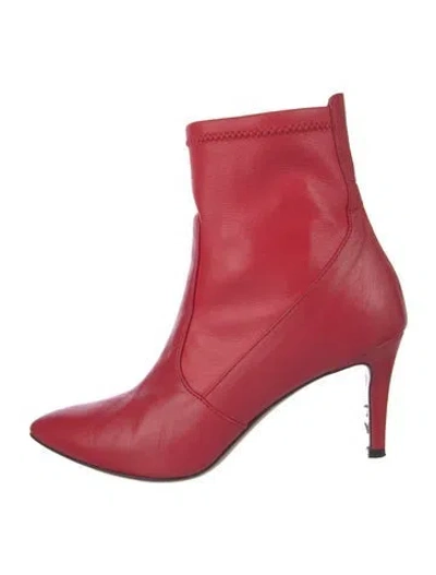 Pre-owned Lewit Leather Sock Boots In Red