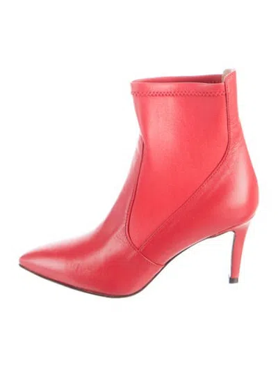 Pre-owned Lewit Leather Sock Boots In Red