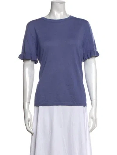 Pre-owned Lewit Merino Wool Crew Neck Sweater In Blue