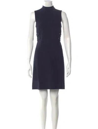 Pre-owned Lewit Mock Neck Mini Dress In Blue