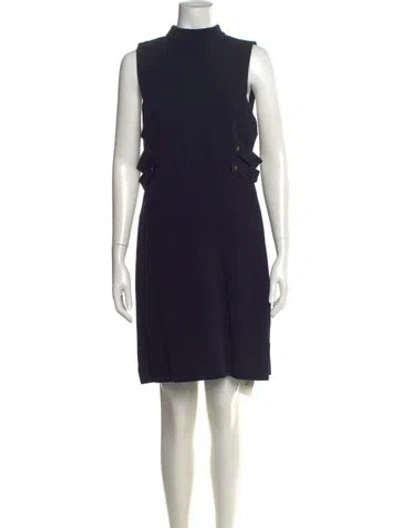 Pre-owned Lewit Mock Neck Mini Dress In Blue