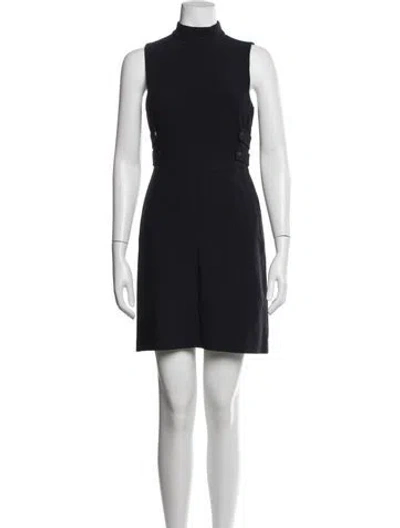 Pre-owned Lewit Mock Neck Mini Dress In Blue