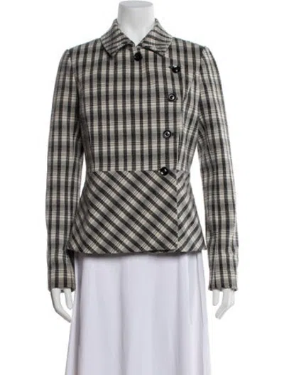Pre-owned Lewit Plaid Print Blazer In Multicolor