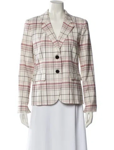 Pre-owned Lewit Plaid Print Blazer In Neutral