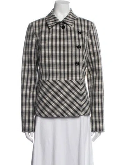 Pre-owned Lewit Plaid Print Blazer W/ Tags In Neutral