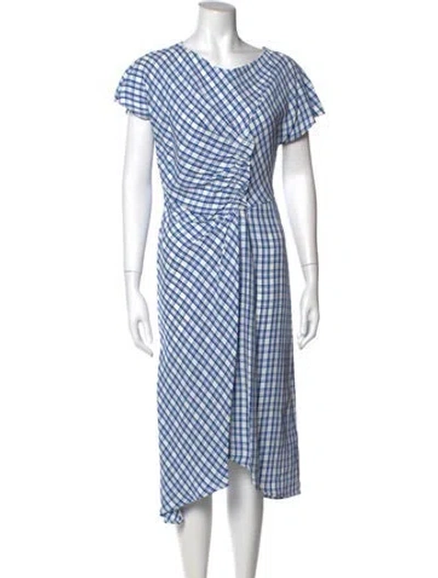 Pre-owned Lewit Plaid Print Midi Length Dress In Multi