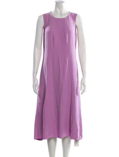 Pre-owned Lewit Scoop Neck Midi Length Dress In Purple