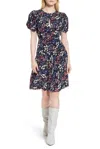 Lewit Silk Floral A Line Flounce Dress In Multicolor In Multi