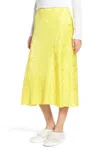 Lewit Silk Floral Jacquard Slip Midi Skirt In Yellow In Yellow