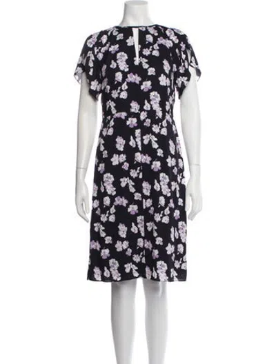 Pre-owned Lewit Silk Midi Length Dress In Blue/purple