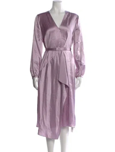 Pre-owned Lewit Silk Midi Length Dress In Purple