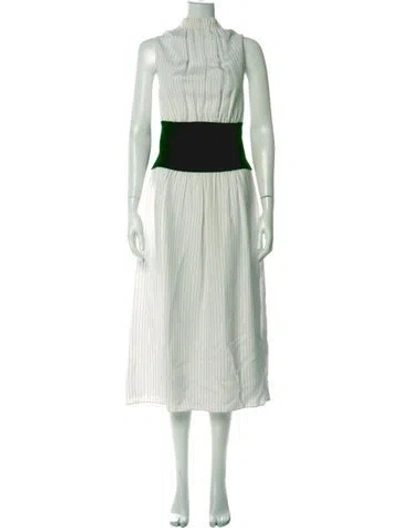 Pre-owned Lewit Striped Midi Length Dress In Green