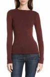 Lewit Two Tone Wool Cashmere Ribbed Pullover In Red In Red