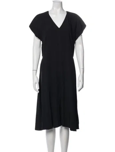Pre-owned Lewit V-neck Midi Length Dress In Blue