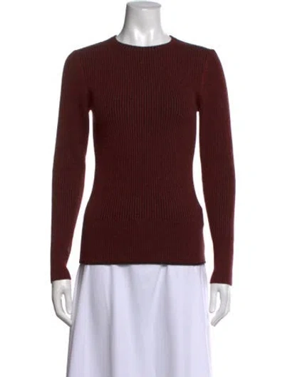 Pre-owned Lewit Wool Crew Neck Sweater In Burgundy