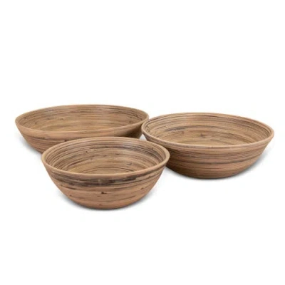 Lexa 3-piece Bowl Set, 12, 10, 8 Inch In Brown