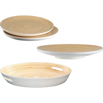 Lexa 4 Piece Serving Tray & Plate Set In White