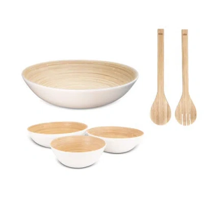 Lexa 5 Piece Bowl And Utensil Set In White