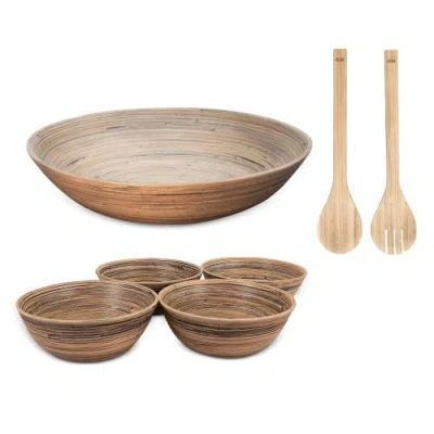 Lexa 6 Piece Salad Serving Set In Brown