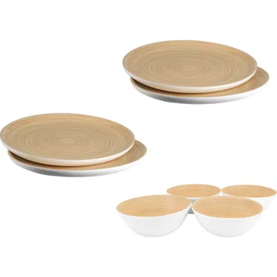 Lexa 8 Piece Plate & Salad Bowl Set In White