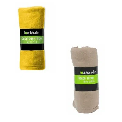 Lexi Home Cozy Comfort Fleece Throw Blanket In Yellow,tan