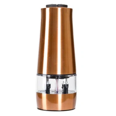Lexi Home Dual Copper Electric Salt & Pepper Mill In Orange
