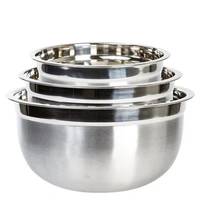 Lexi Home Food Prep Brushed Stainless Steel 3-piece Mixing Bowl Set In Silver