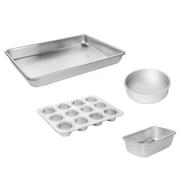 Lexi Home Golden Prime Aluminum Bakeware Set In Silver