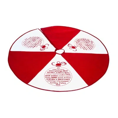 Lexi Home Greetings Tree Skirt In Red