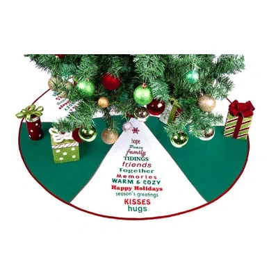 Lexi Home The Holiday Aisle Greeting Tree Skirt In Green