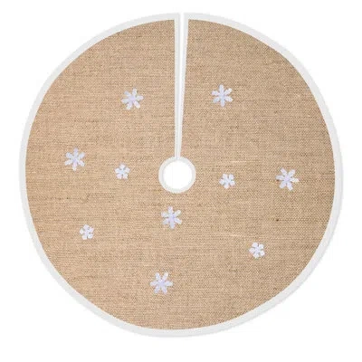 Lexi Home The Holiday Aisle Snowflakes Tree Skirt In Burlap